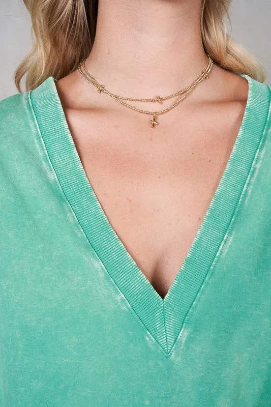 V-neck Drop Shoulder Boxy T-Shirt
