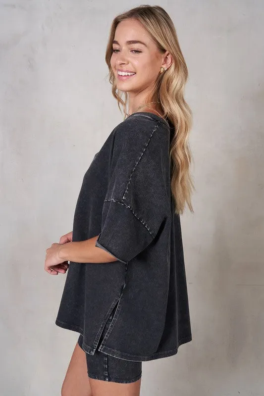 V-neck Drop Shoulder Boxy T-Shirt