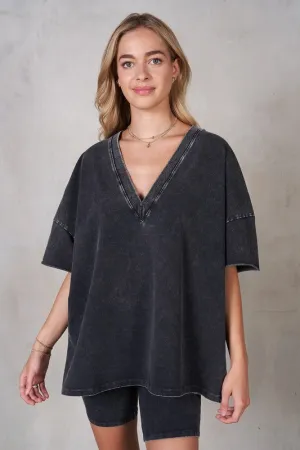 V-neck Drop Shoulder Boxy T-Shirt