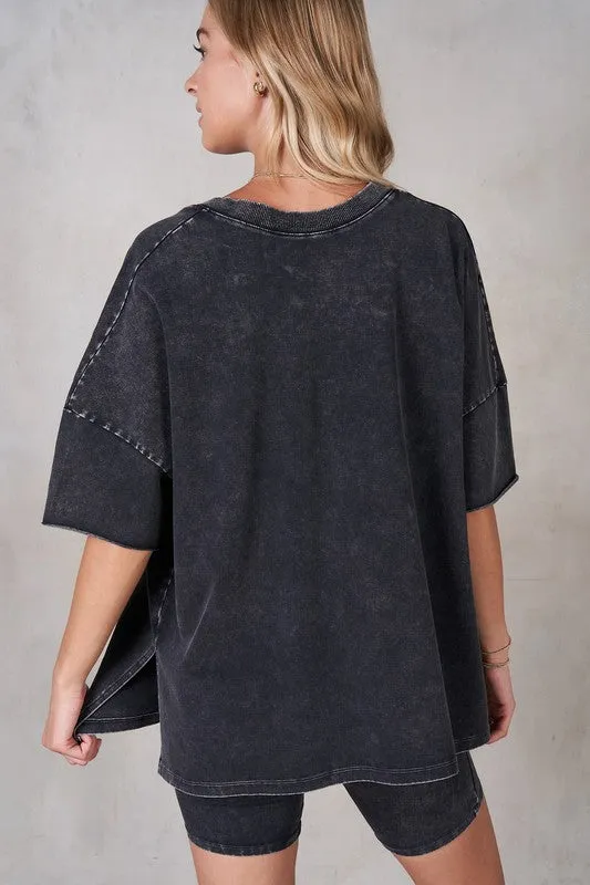 V-neck Drop Shoulder Boxy T-Shirt