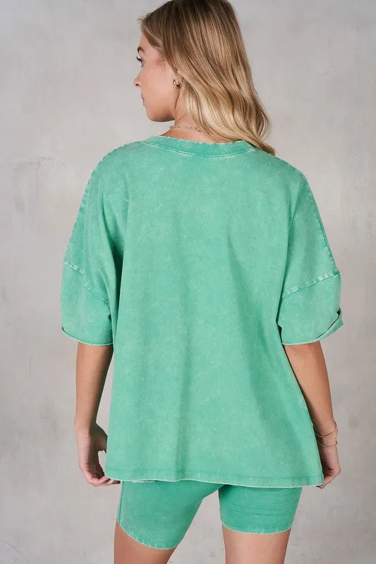 V-neck Drop Shoulder Boxy T-Shirt