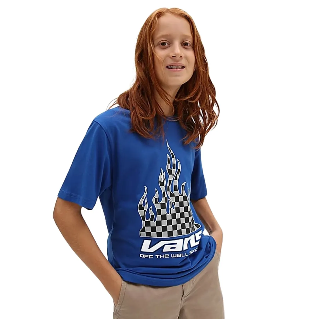 Vans Boys Reflective Check Flame Short Sleeve Tee