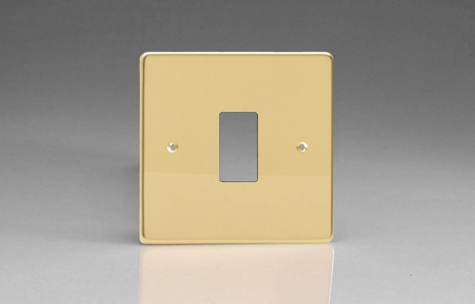 Varilight Flat Plate Powergrid Polished Brass 1-Gang Faceplate