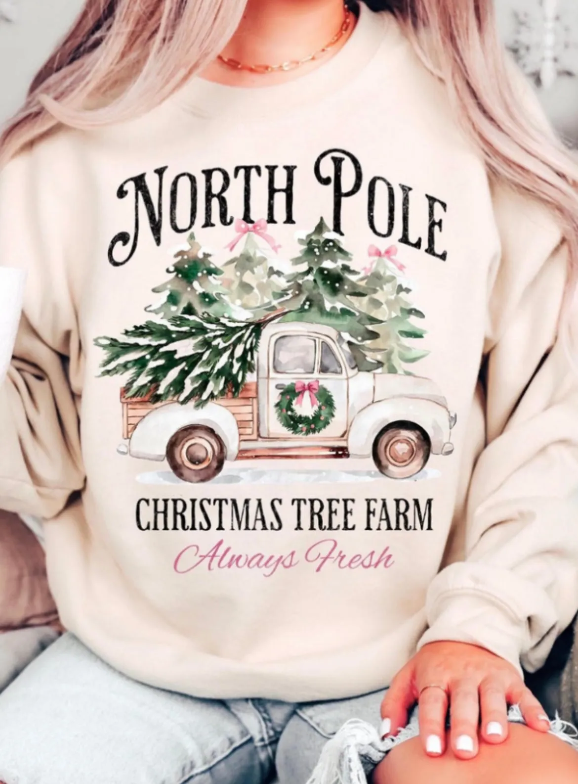 Vintage North Pole Crewneck- Cream