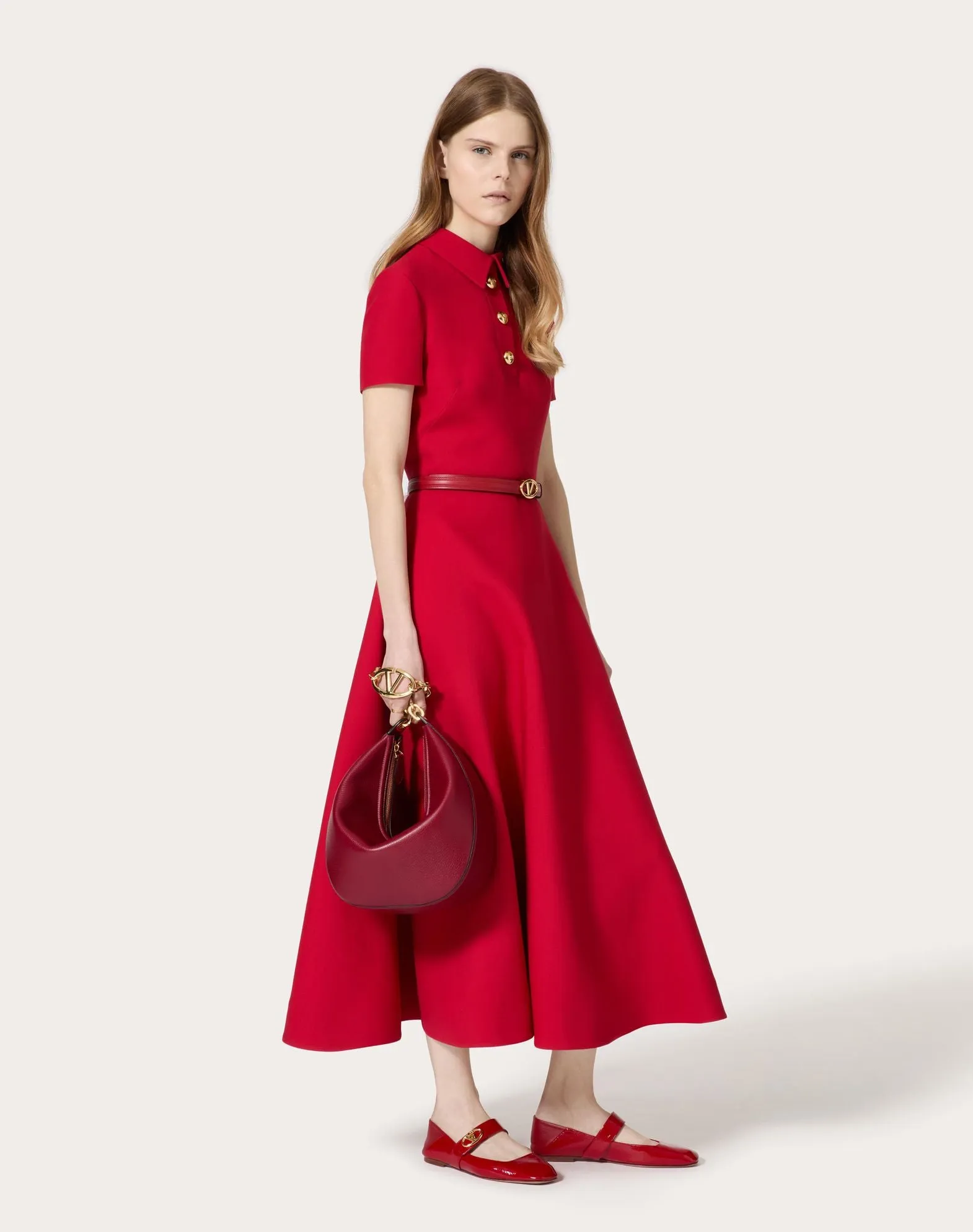 Vlogo Moon Medium Grainy Calfskin Hobo Bag With Chain
