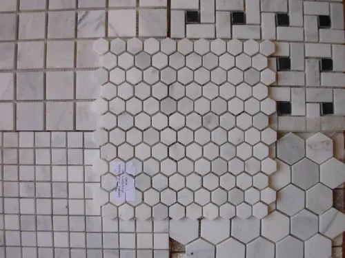 White Marble 1" Hexagon POLISHED Mosaic Tiles