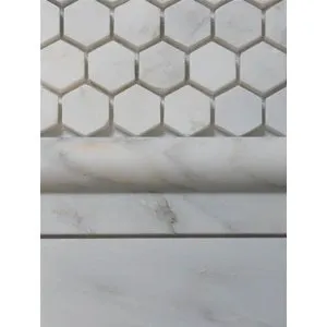 White Marble Hexagon 1x1 POLISHED Mosaic Tiles on 12x12 Sheet LOT of 5 SHEETS