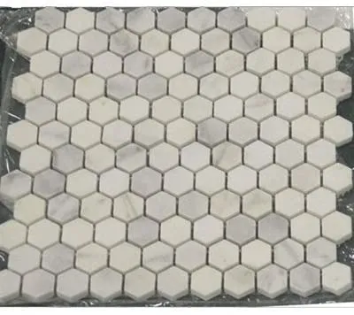 White Marble Hexagon 1x1 POLISHED Mosaic Tiles on 12x12 Sheet LOT of 5 SHEETS