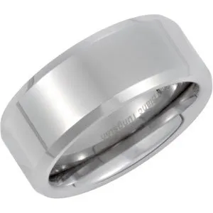 White Tungsten 8.3 mm Beveled Band Size 11.5