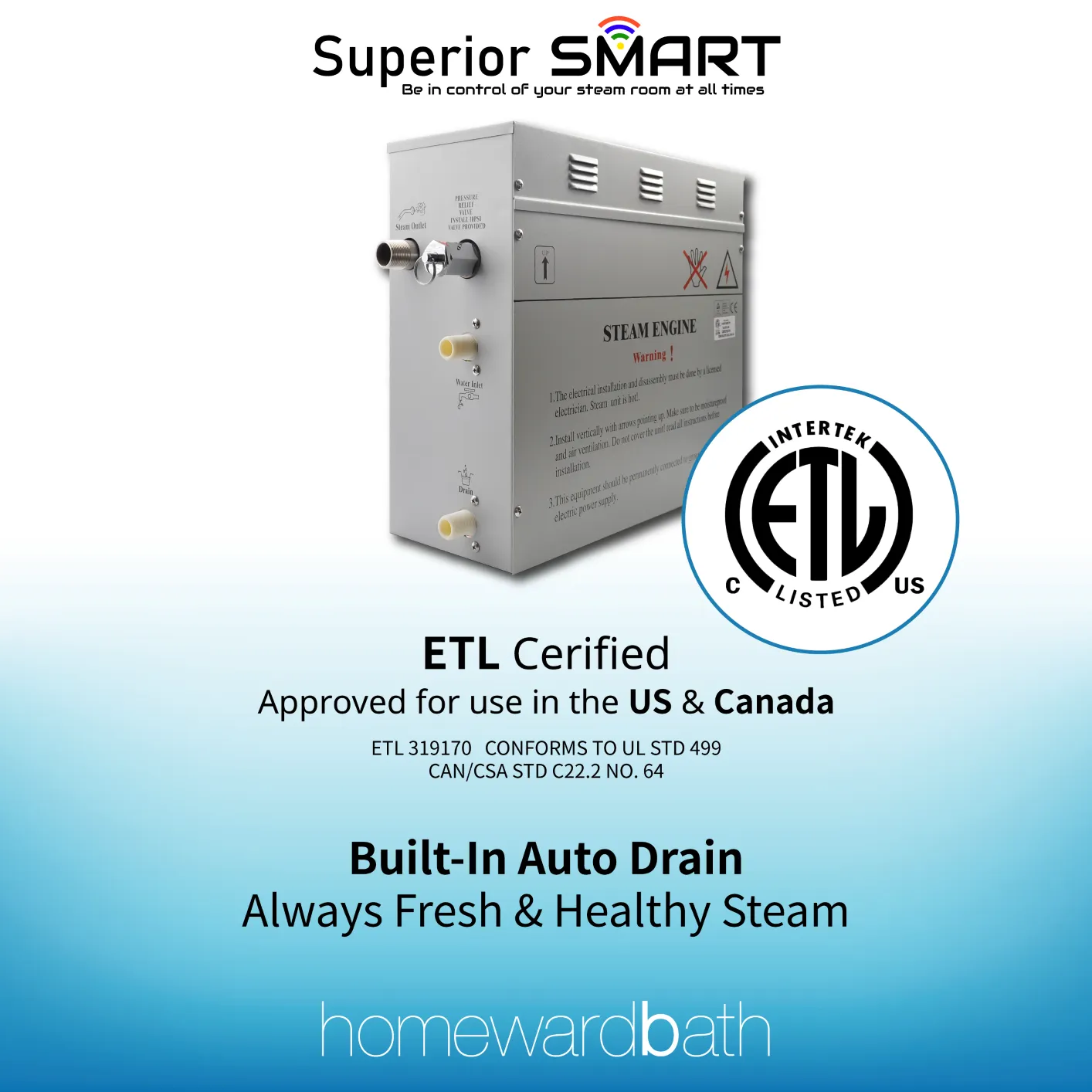 WiFi Superior SMART Steam Shower Generator Kit 6kW