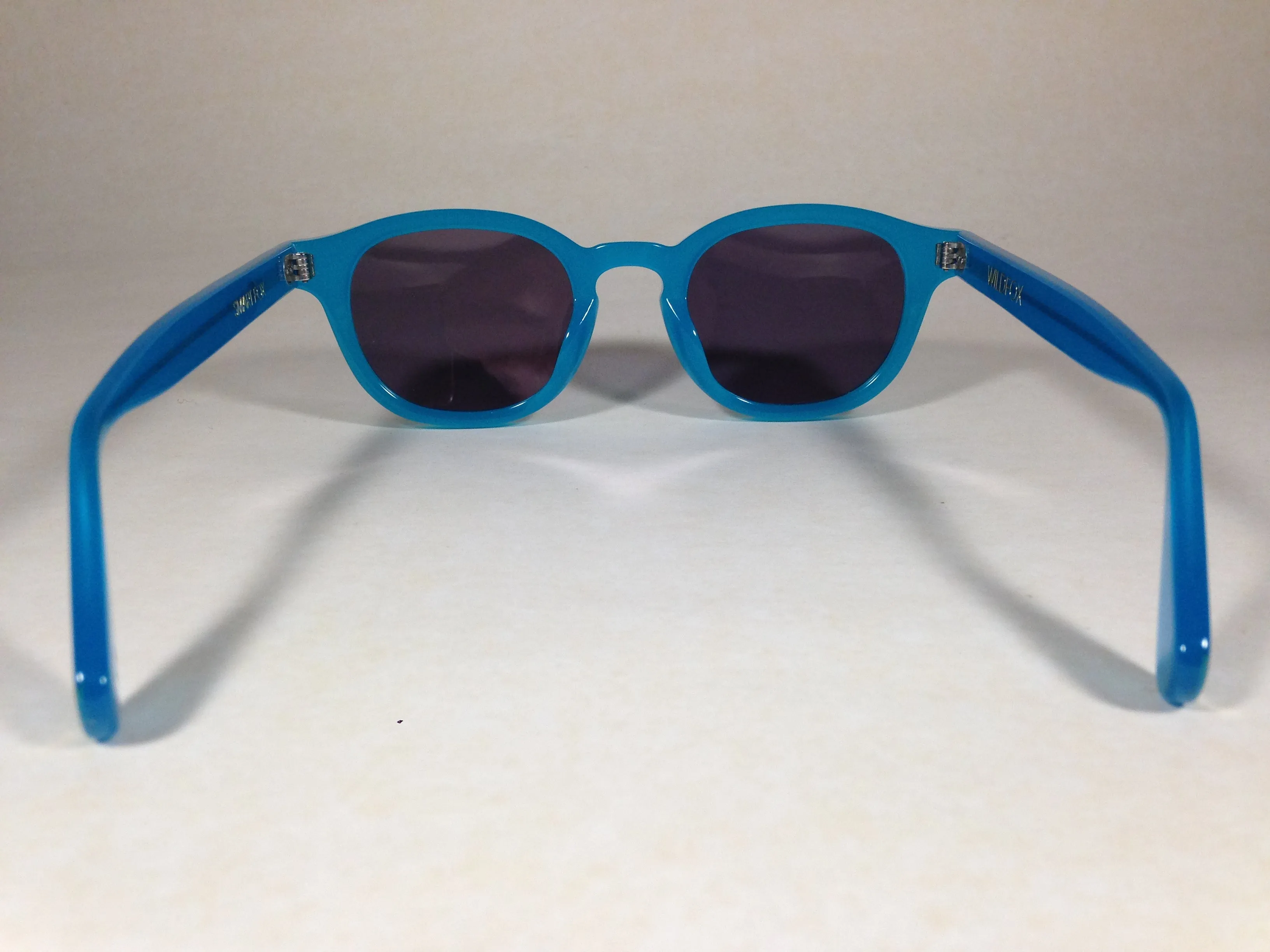 Wildfox Smart Fox Deluxe Turks Sunglasses Square Blue Frame Orange Pink Mirror Lens
