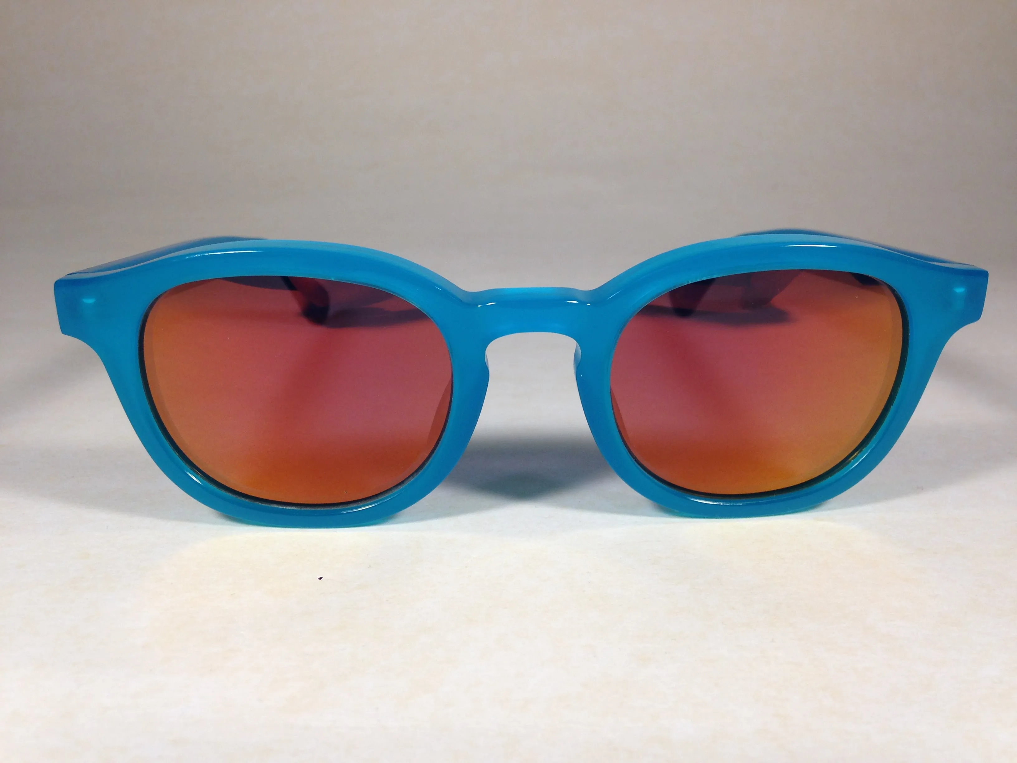 Wildfox Smart Fox Deluxe Turks Sunglasses Square Blue Frame Orange Pink Mirror Lens