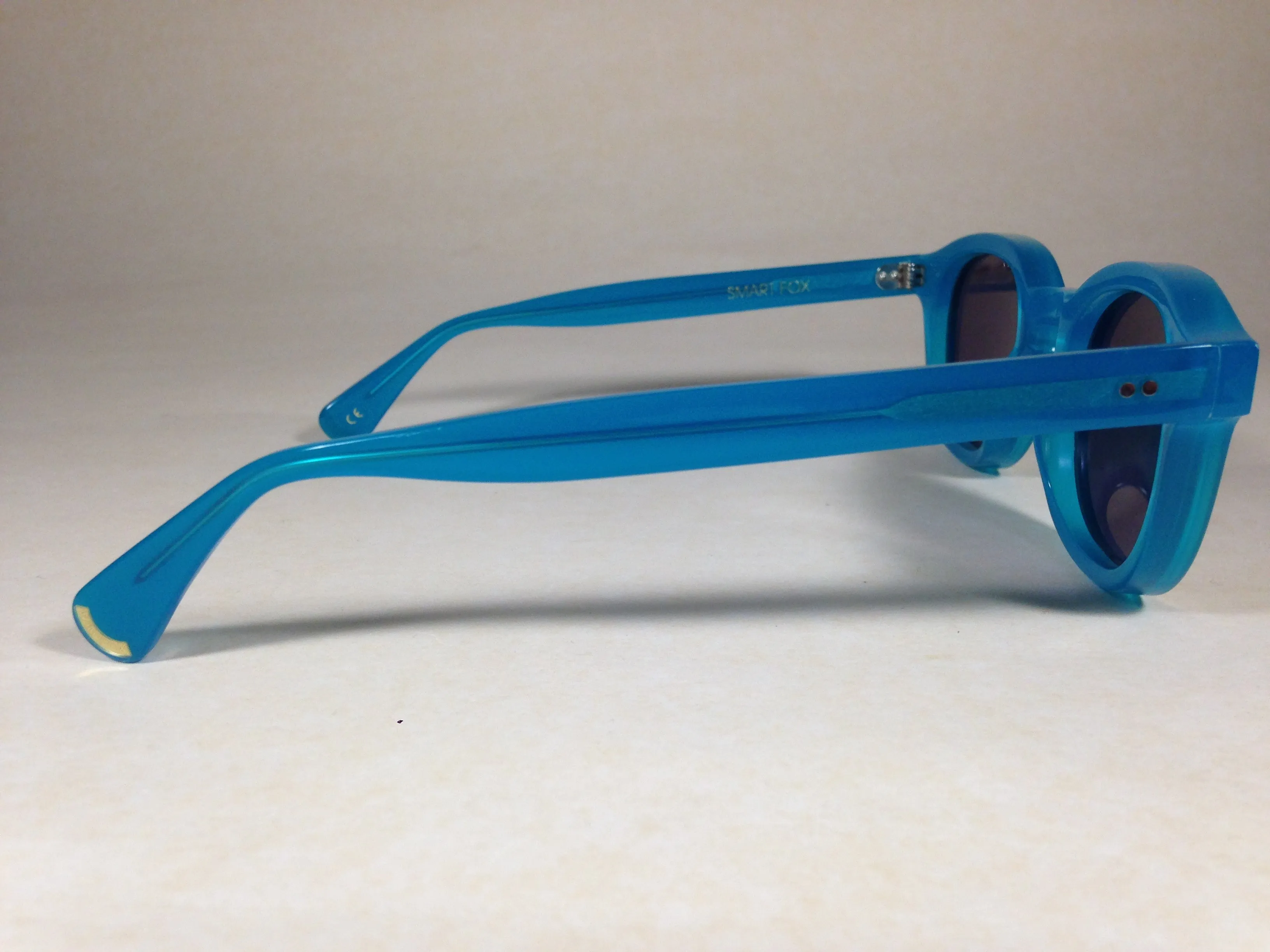Wildfox Smart Fox Deluxe Turks Sunglasses Square Blue Frame Orange Pink Mirror Lens