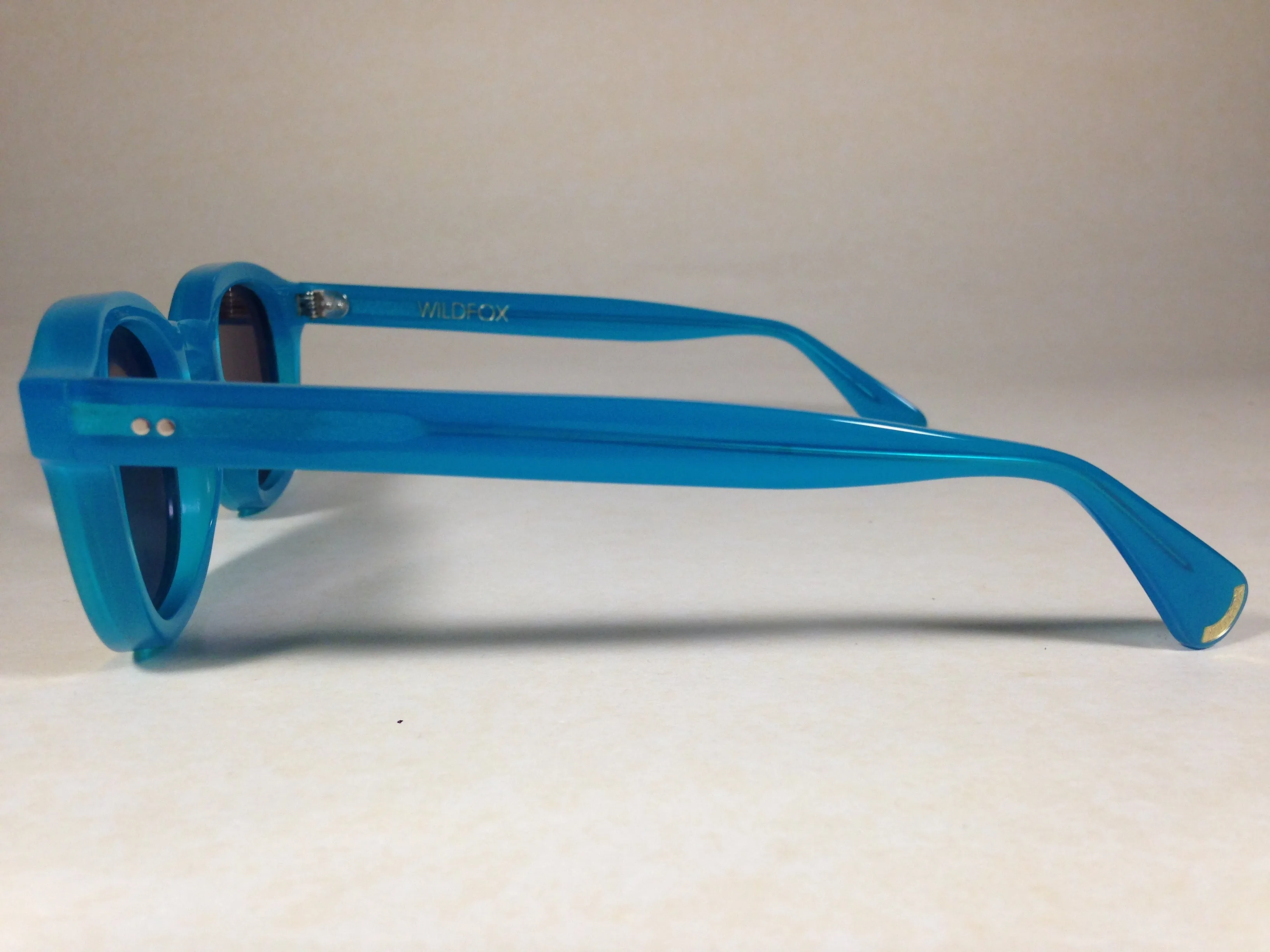 Wildfox Smart Fox Deluxe Turks Sunglasses Square Blue Frame Orange Pink Mirror Lens