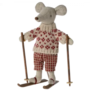 Winter Mouse with Ski Set, Mum