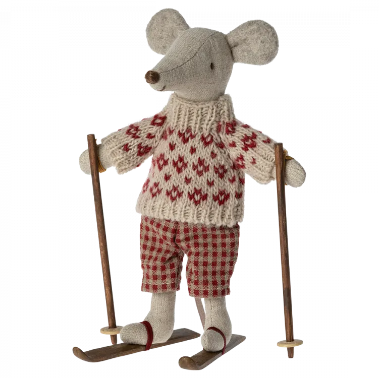 Winter Mouse with Ski Set, Mum