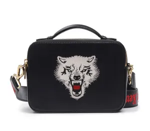 WOLF EMBROIDERED CROSSBODY BAG