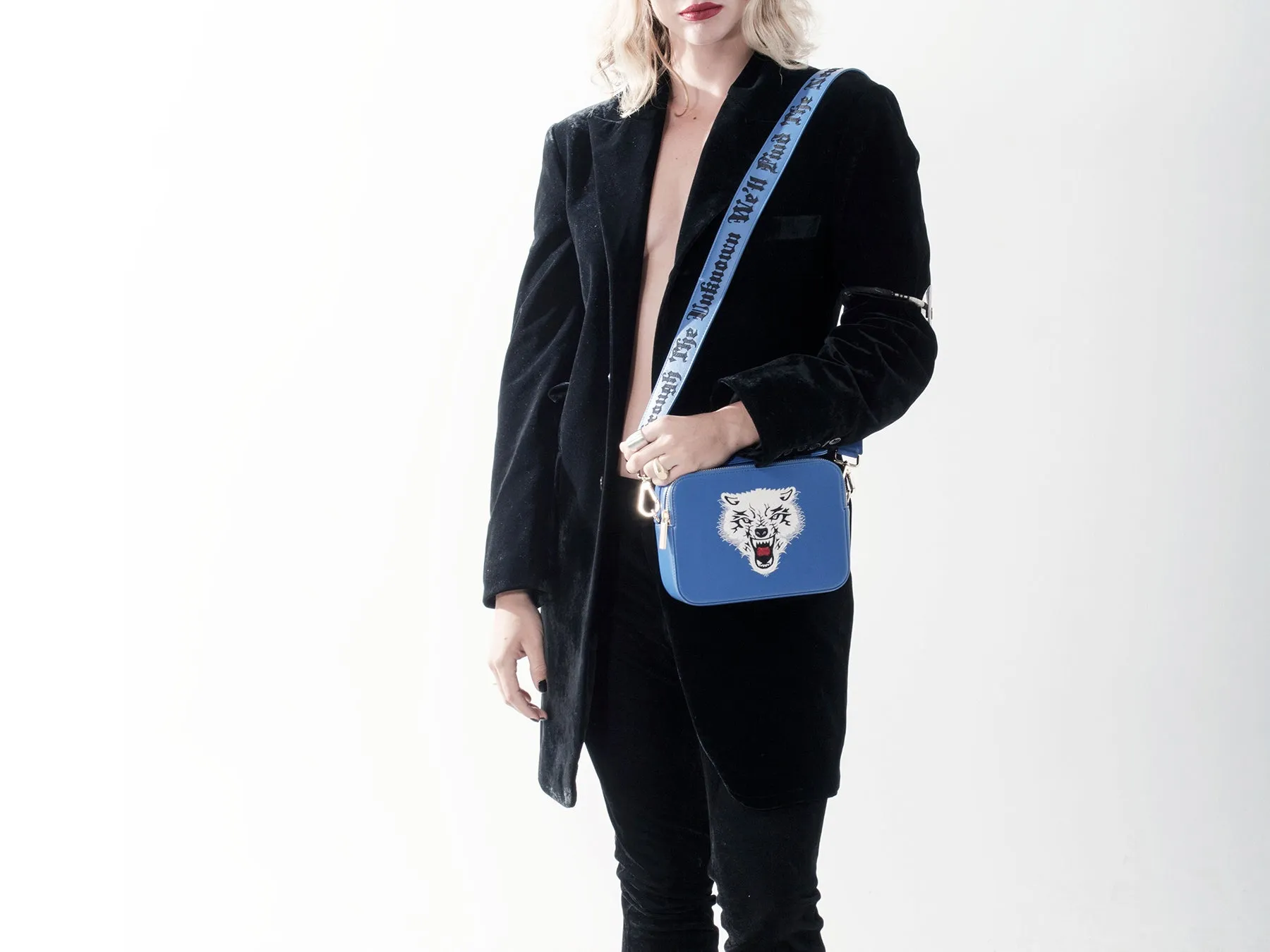 WOLF EMBROIDERED CROSSBODY BAG
