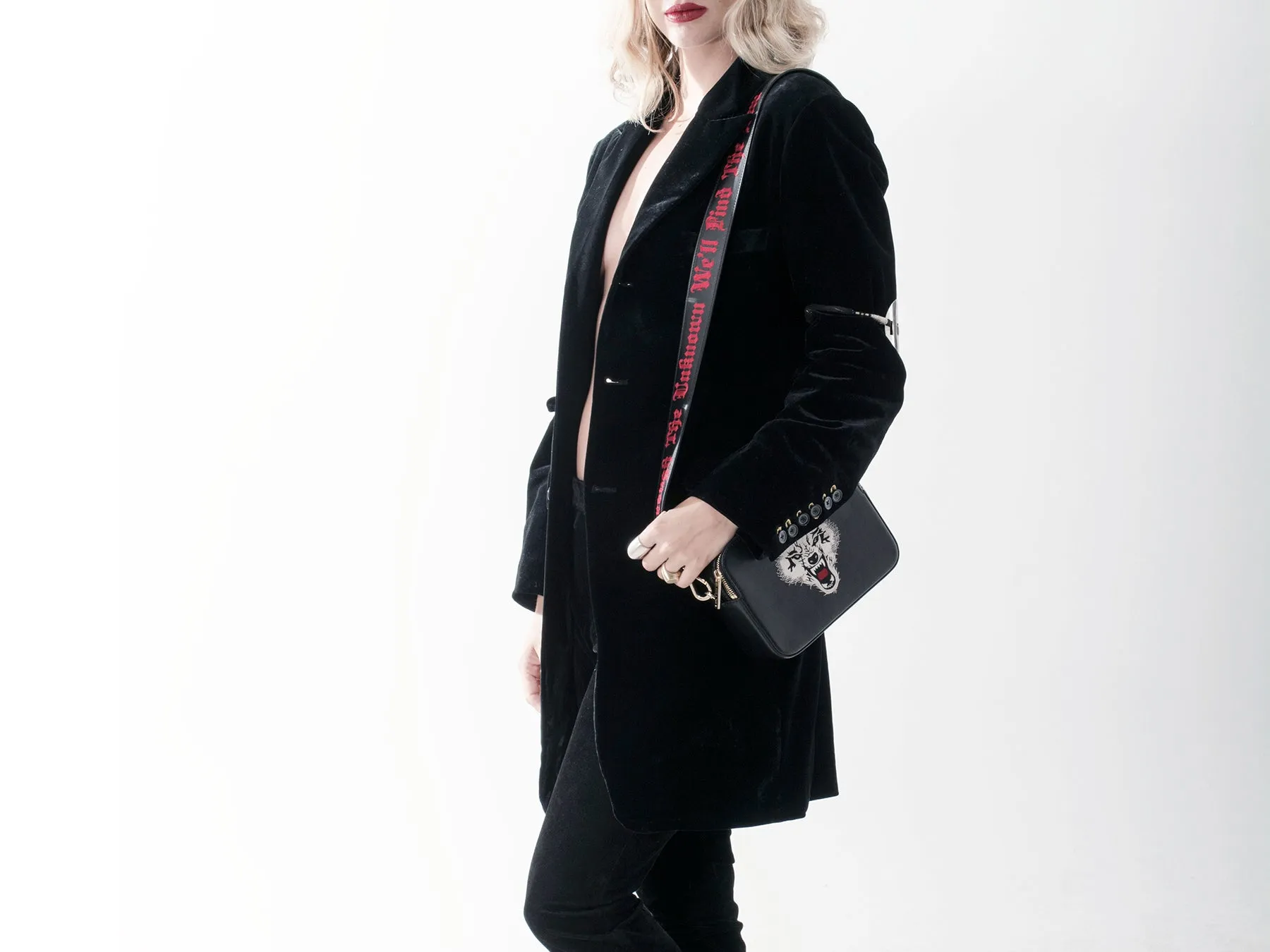 WOLF EMBROIDERED CROSSBODY BAG