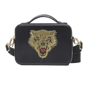WOLF REVERSE EMBROIDERED CROSSBODY BAG