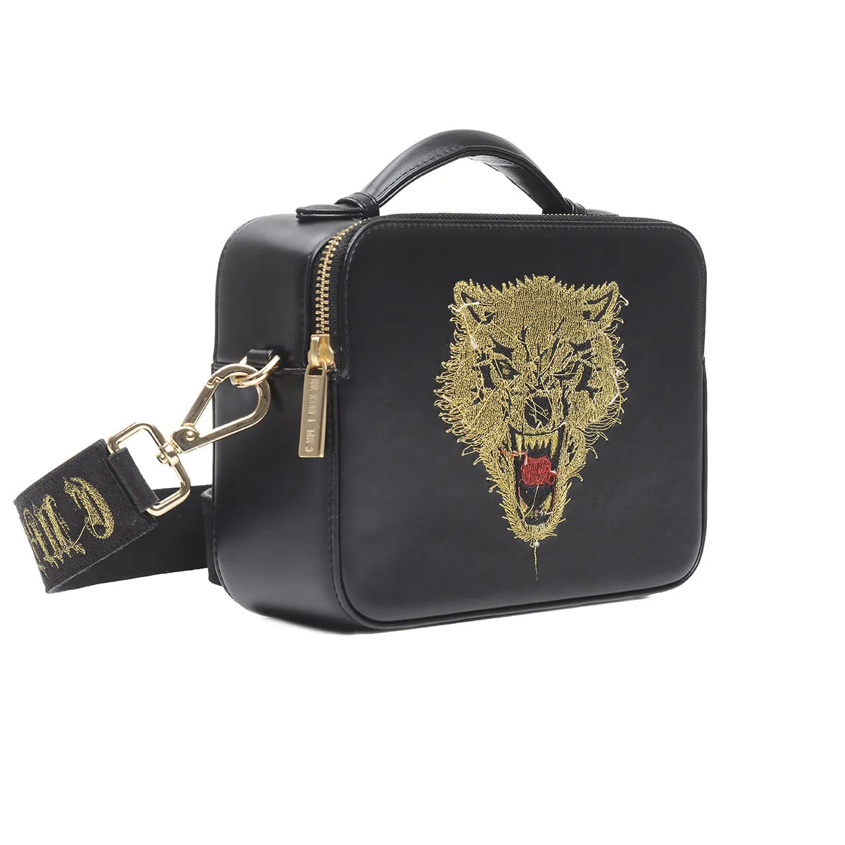 WOLF REVERSE EMBROIDERED CROSSBODY BAG