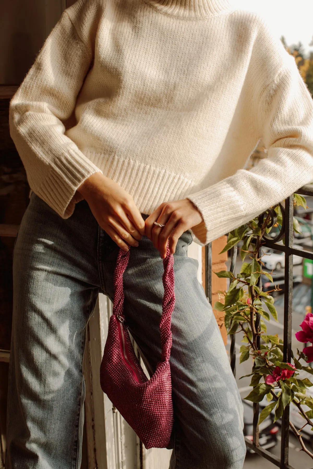 Wool Blend Mock Neck Sweater