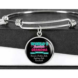 WORLD'S GREATEST GRANDMA LUXURY BANGLE WITH GRANDKIDS NAMES