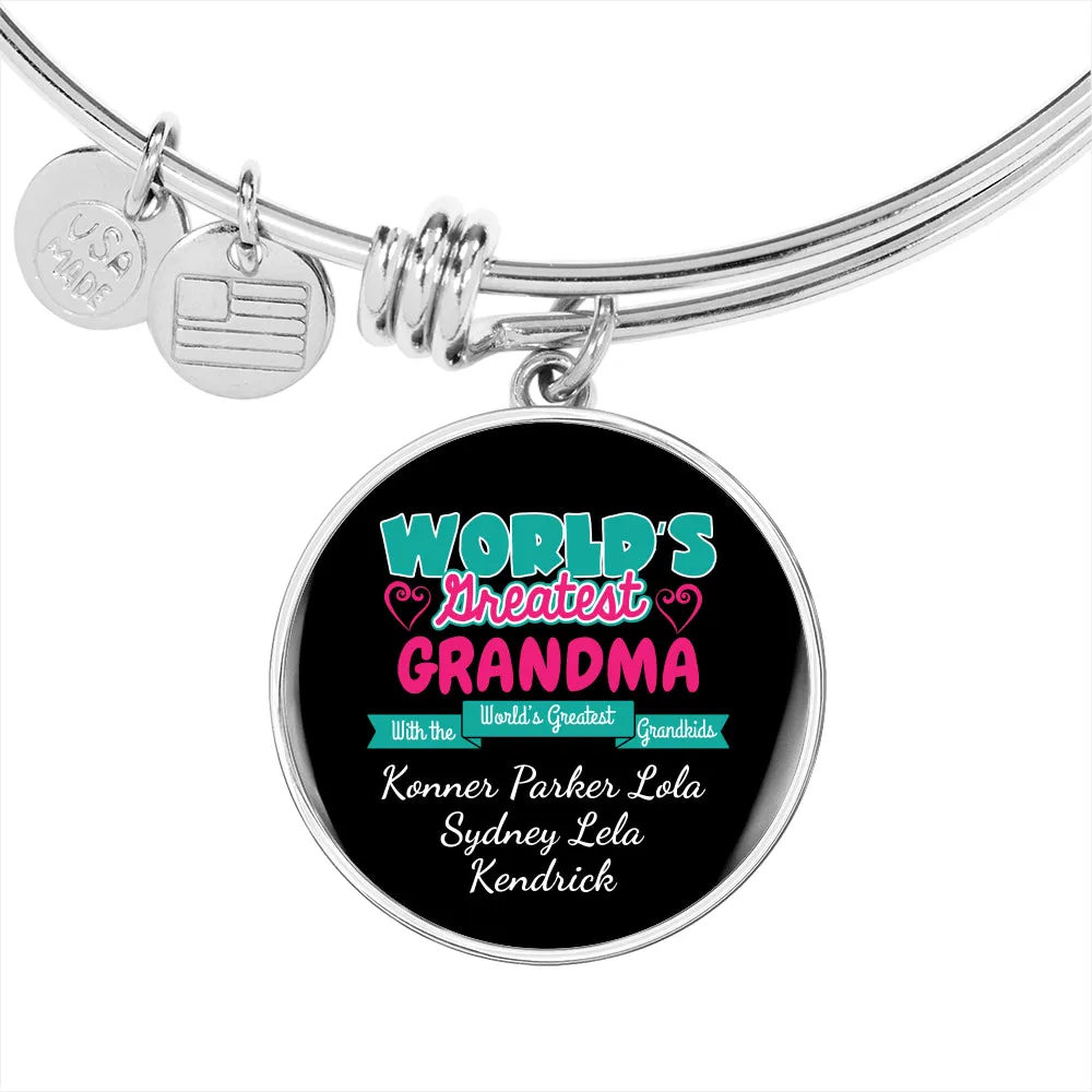 WORLD'S GREATEST GRANDMA LUXURY BANGLE WITH GRANDKIDS NAMES