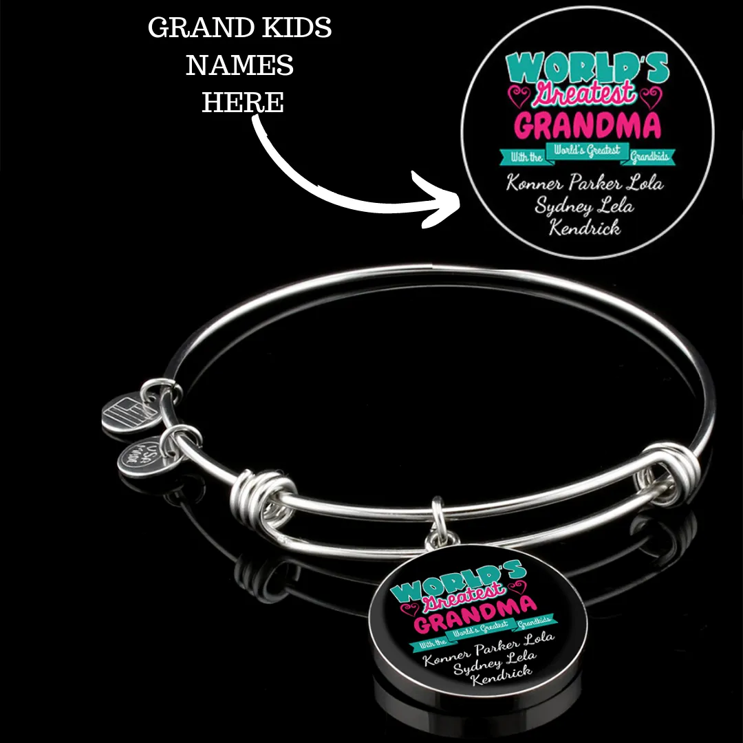 WORLD'S GREATEST GRANDMA LUXURY BANGLE WITH GRANDKIDS NAMES