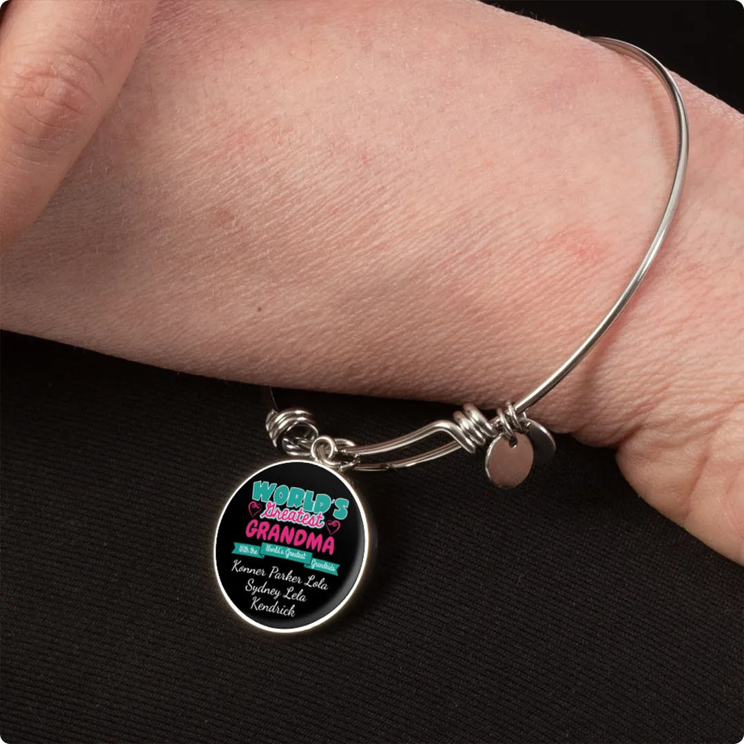 WORLD'S GREATEST GRANDMA LUXURY BANGLE WITH GRANDKIDS NAMES