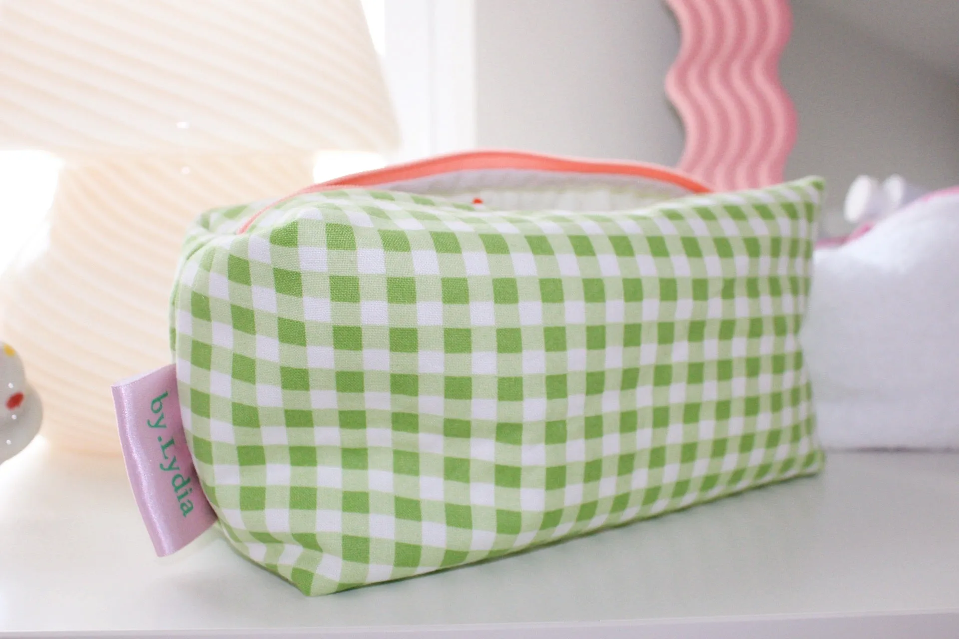 XL Boxy Pouch - Green Gingham