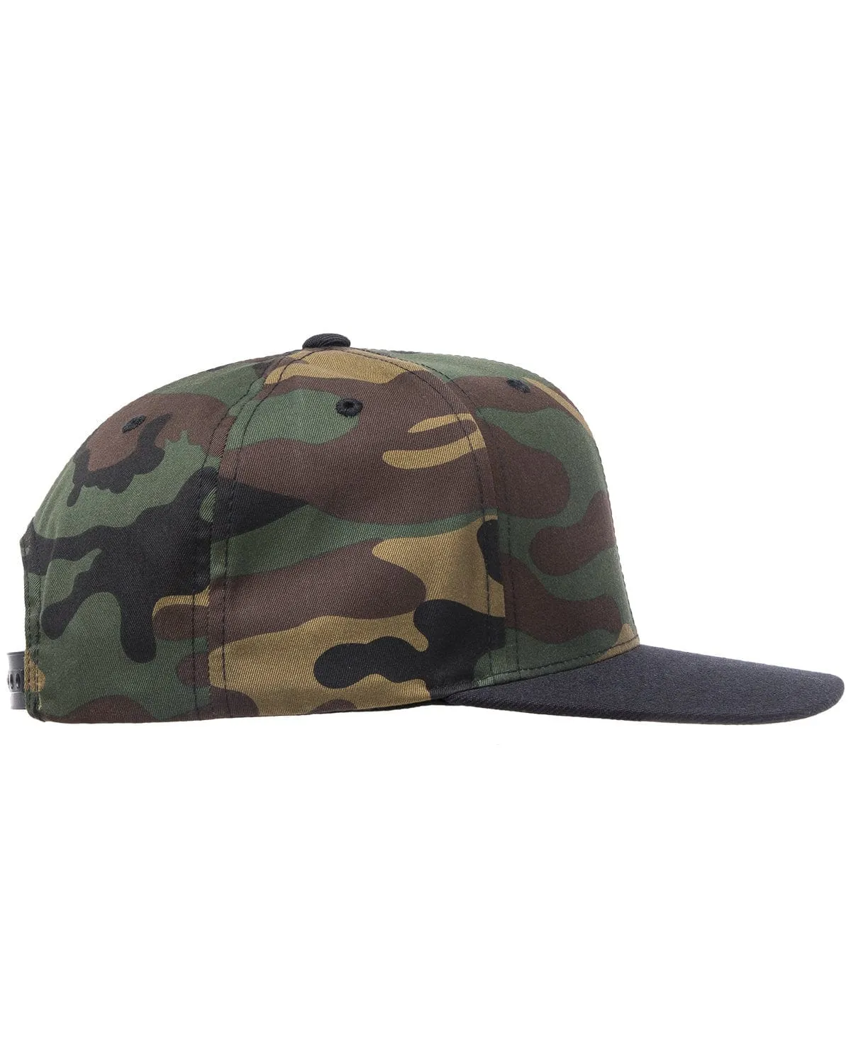 Yupoong 6-Panel Structured Flat Visor Cap | Camo/ Black