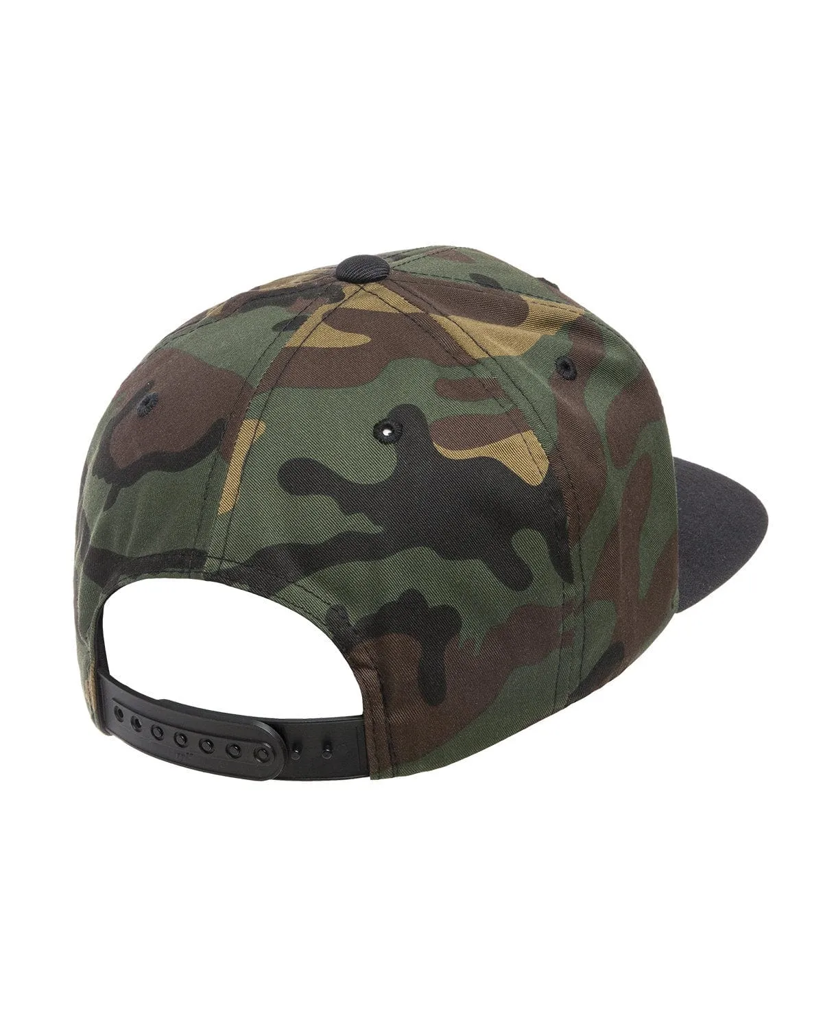 Yupoong 6-Panel Structured Flat Visor Cap | Camo/ Black