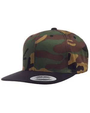Yupoong 6-Panel Structured Flat Visor Cap | Camo/ Black
