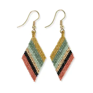 Zelda Angled Stripe Diamond Earrings {green   rust}